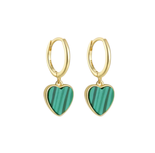 Malachite Heart Charm Hoop