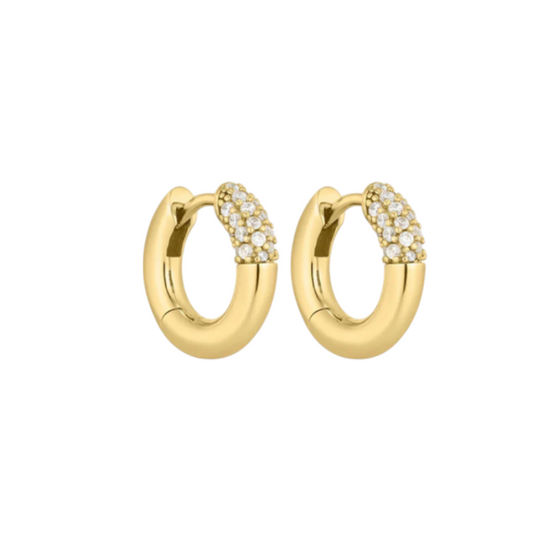 Half Bold Pavé Huggies