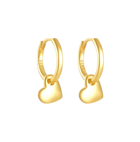 Dangling Bold Heart Hoops