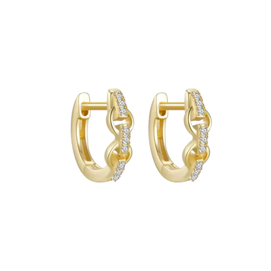Pavé Bold Linked Huggie Hoops
