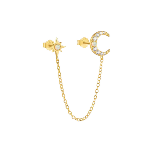 Moon Star on Chain Earring