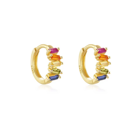 Rainbow Baguettes Huggie Hoops