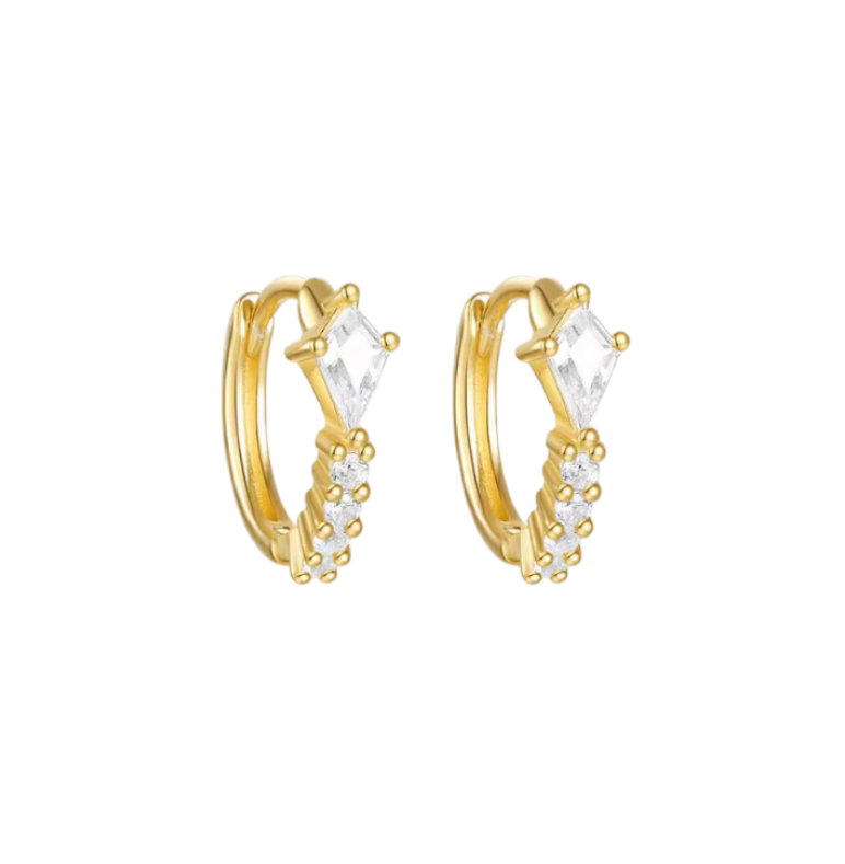 Pavé Crystal Rhombus Huggie Hoops