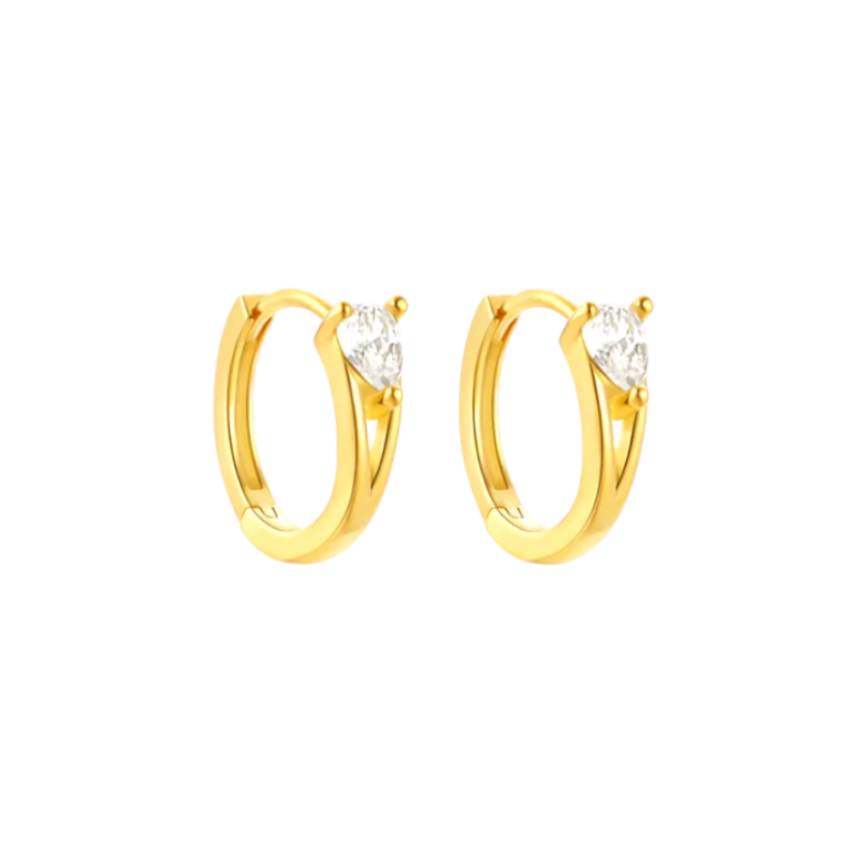 Pear Crystal V Huggie Hoop
