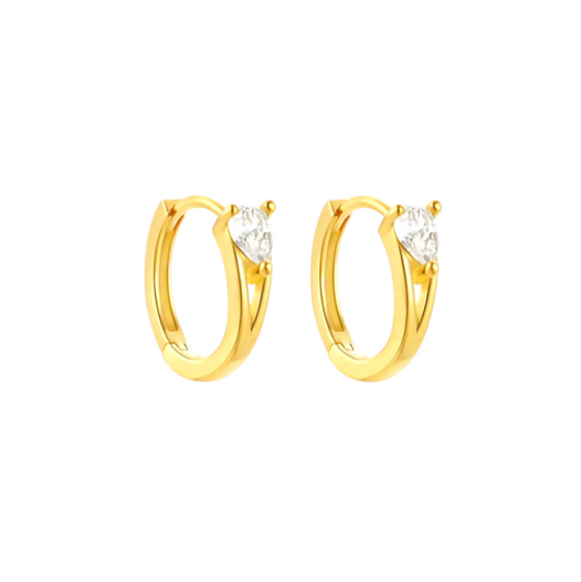 Pear Crystal V Huggie Hoop