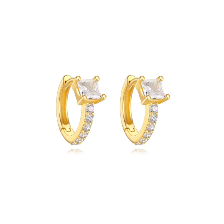 Square Pavé Huggie Hoops