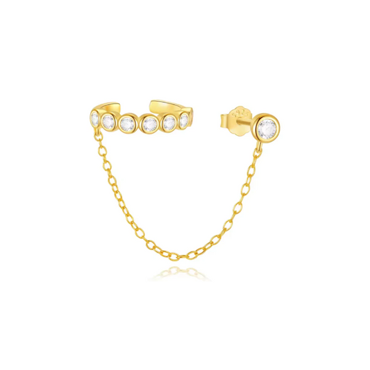 Bubbly Crystals Earcuff on Chain Earring