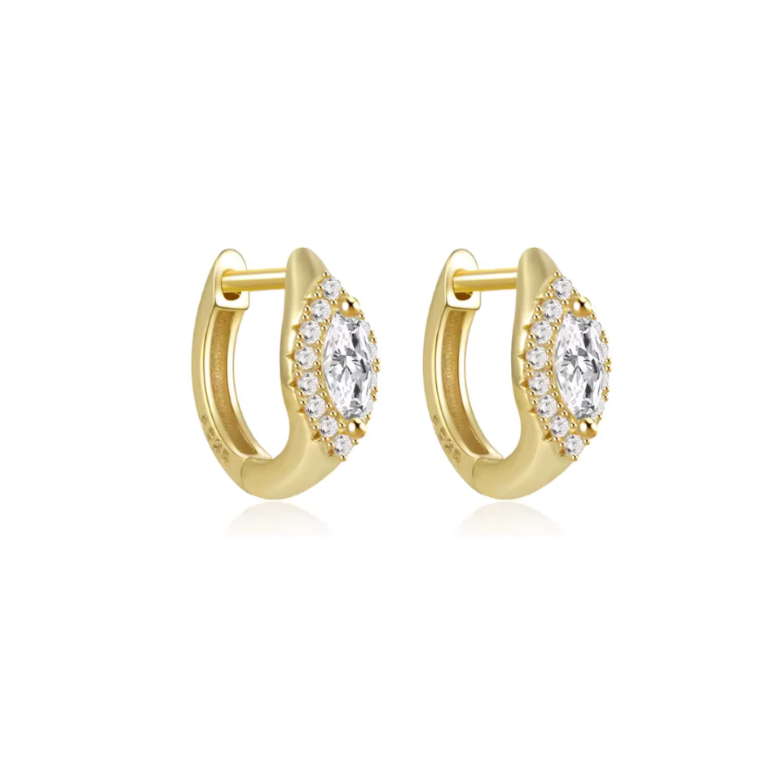 Crystal Horse Eye Huggie Hoops