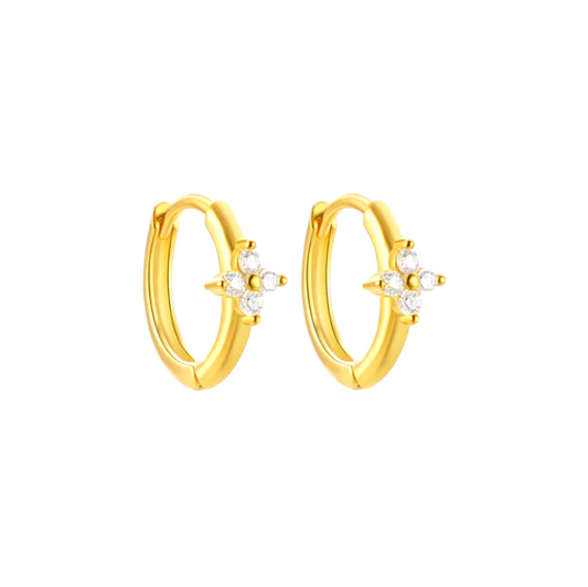 Four Petals Huggie Hoop