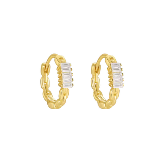 Linked Multi Baguettes Huggie Hoops