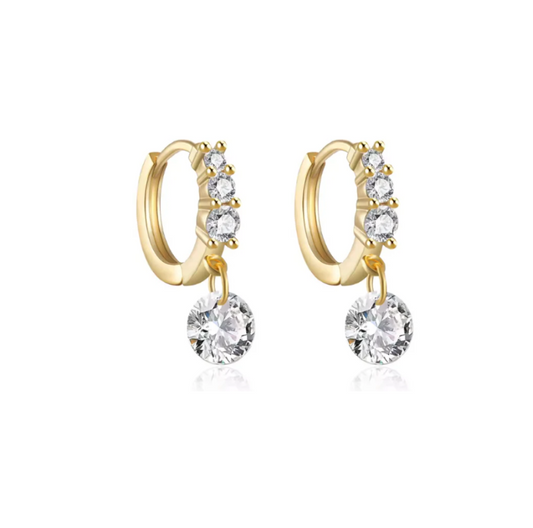 Dangling Crystal Pavé Huggie Hoops