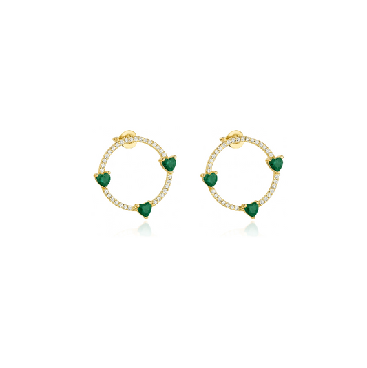 Triple Crystal Hearts Pavé Open Circle Earrings