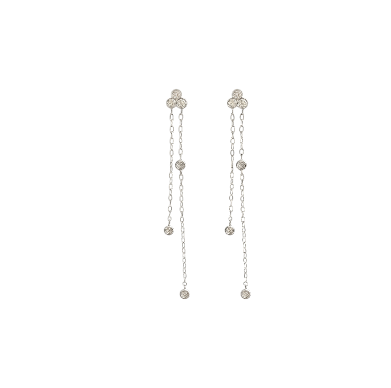 Long Trinity Tassel Earrings