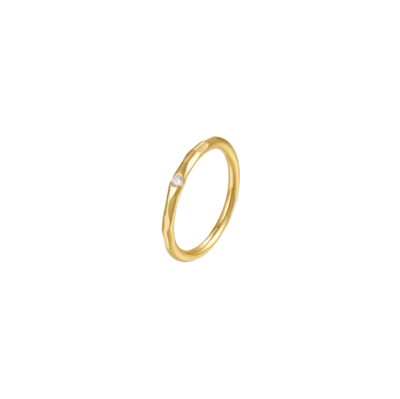 Circle Stone Textured Band Ring