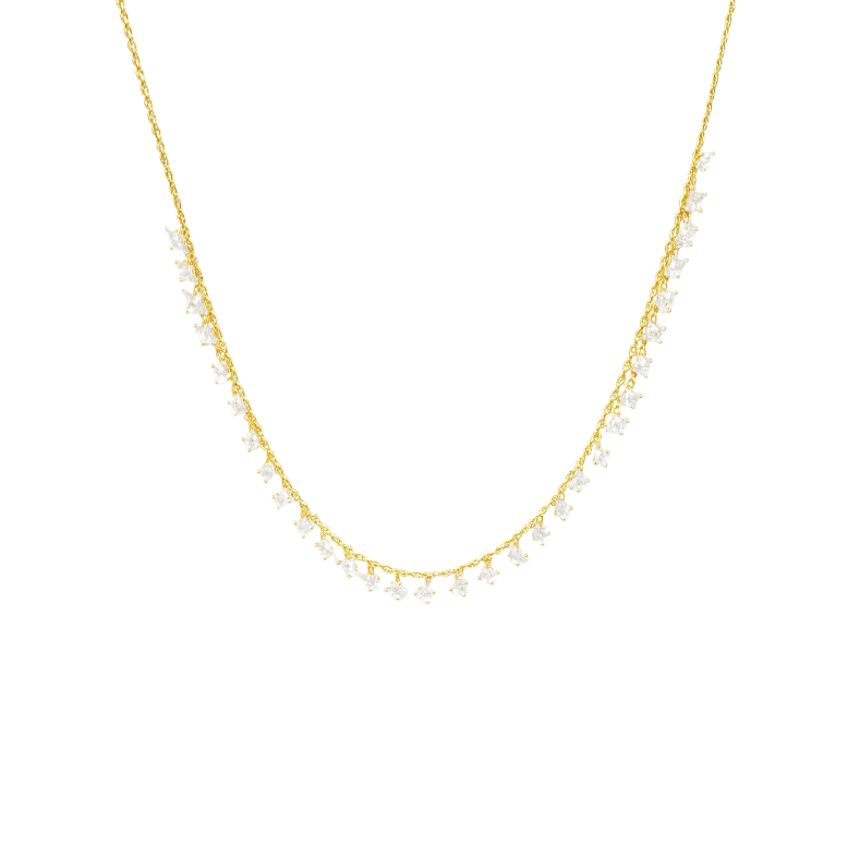 Dangling Multi Crystal Stars Necklace