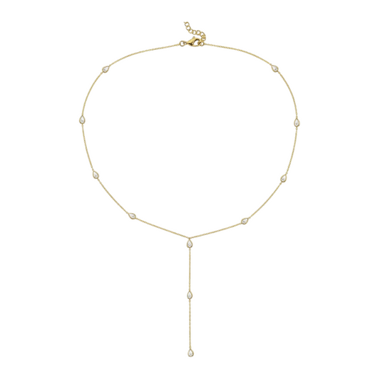 Crystal Drops Lariat Necklace
