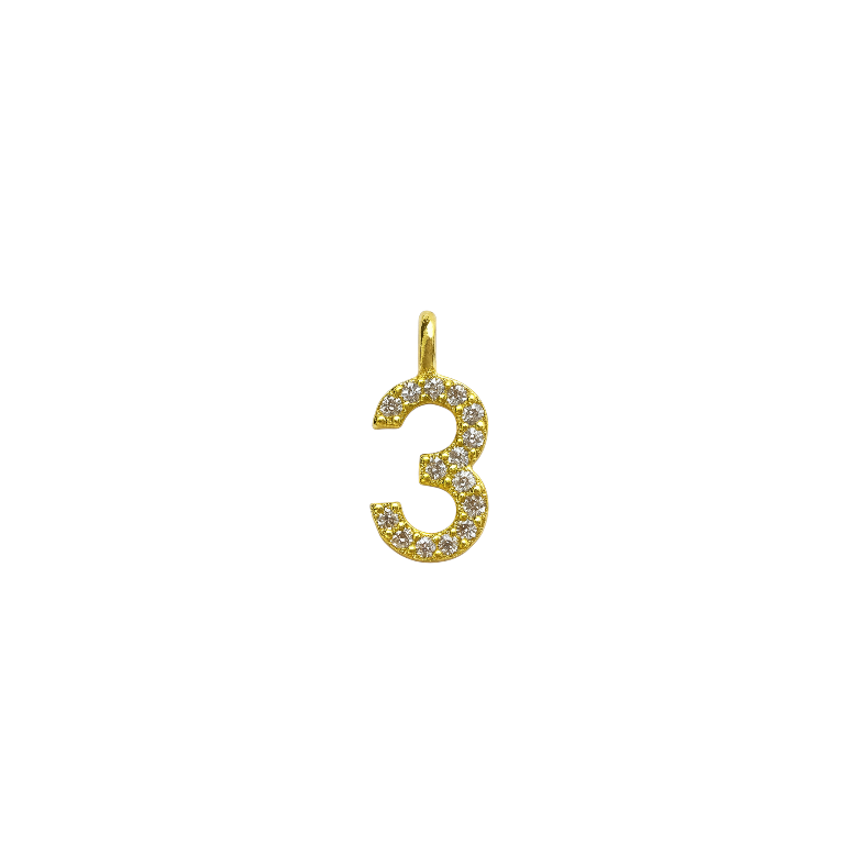Pavé Number Charm