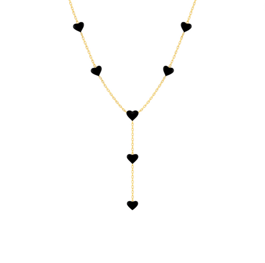 Enamel Multi Hearts Lariat Necklace