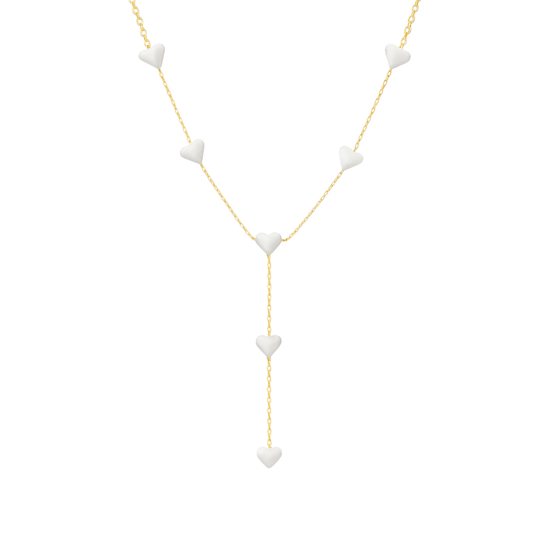 Enamel Multi Hearts Lariat Necklace
