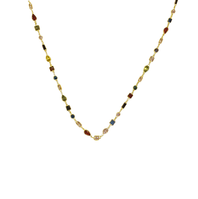 Connected Colorful Gems Necklace
