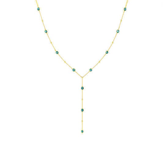Circle Stones Lariat Necklace