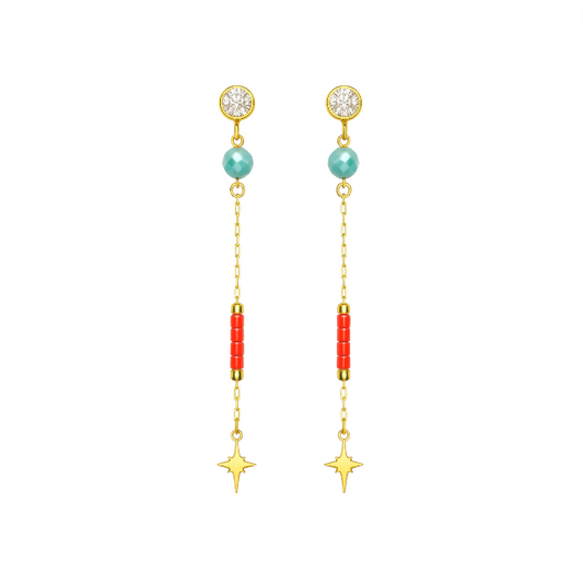 Crystal Drop Pearls Star Tassel Earring