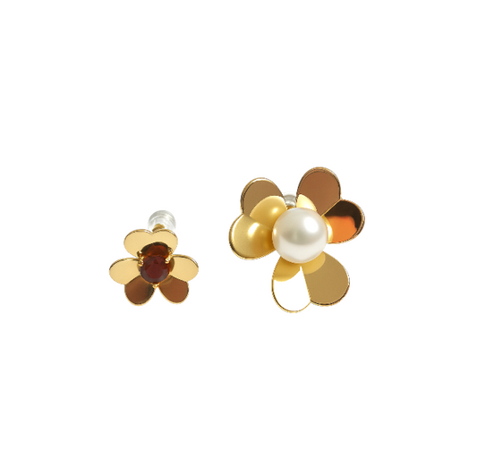 Pearl & Gem Flower Earrings