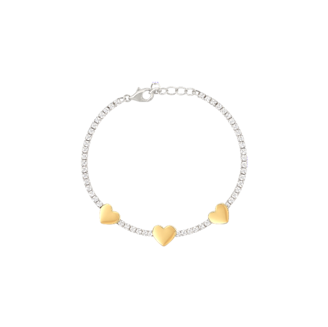 Golden Hearts Tennis Bracelet