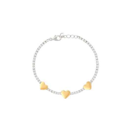 Golden Hearts Tennis Bracelet
