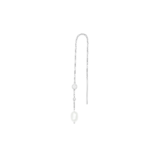 Circle Stone Pearl Threader Earring