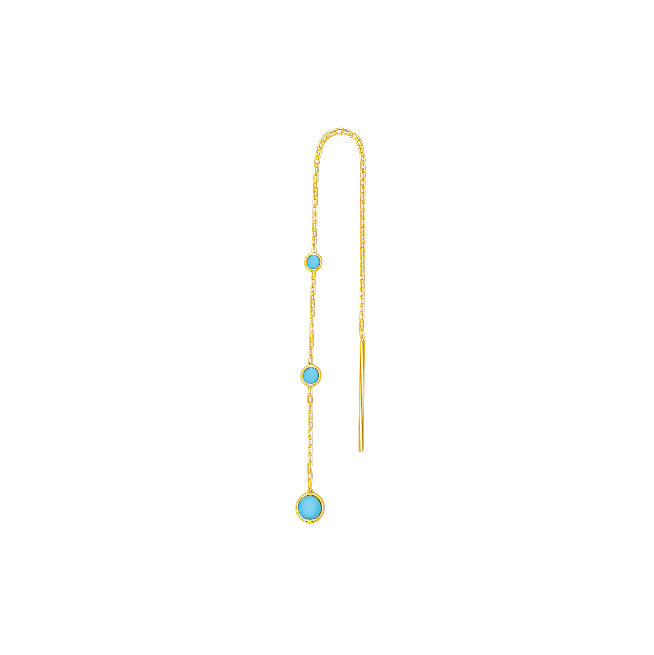 Triple Blue Stones Threader Earring