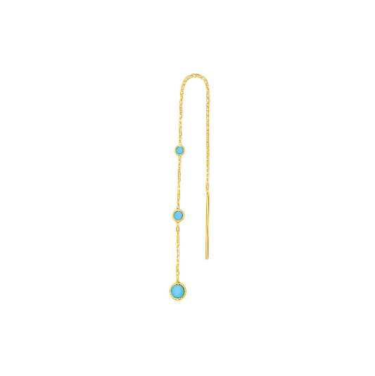 Triple Blue Stones Threader Earring