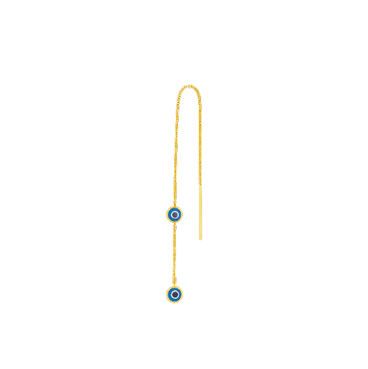 Double Blue Evil Eyes Threader Earring