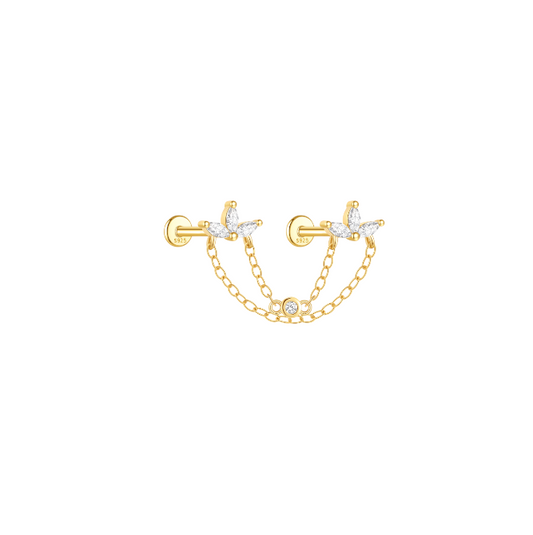 Chain on Lotus Studs Earring