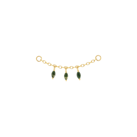 Dangling Triple Green Marquise Chain Connector