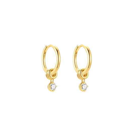 Dangling Circle Stone Charms Hoops