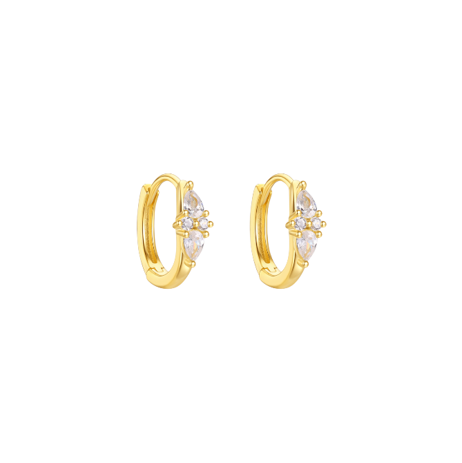 Double Crystal Marquise Huggie Hoops