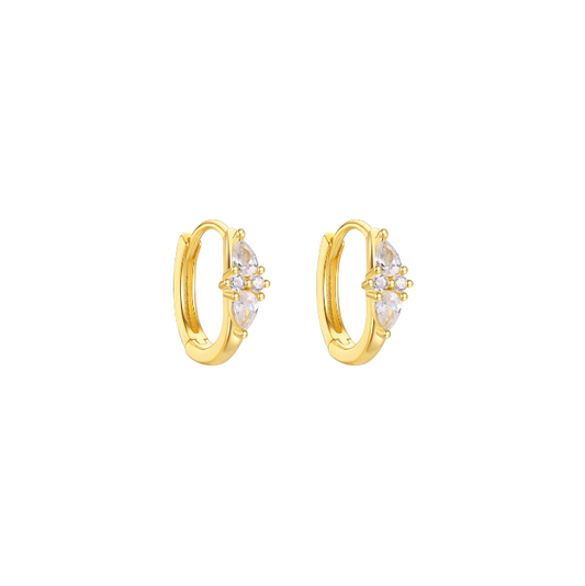 Double Crystal Marquise Huggie Hoops