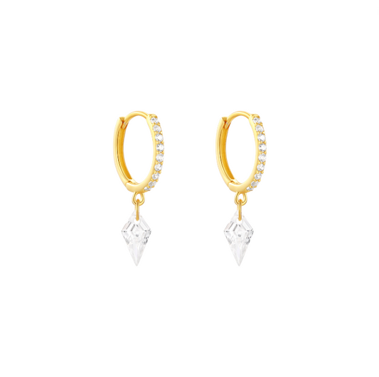 Crystal Rhombus Pavé Hoops