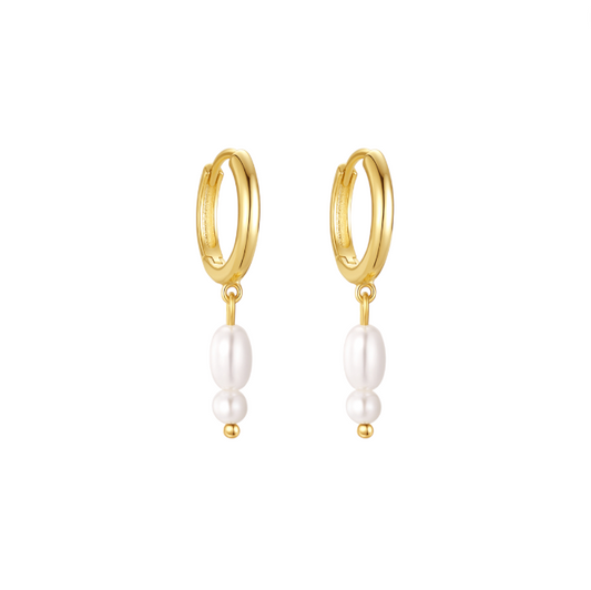 Dangling Double Pearls Hoops