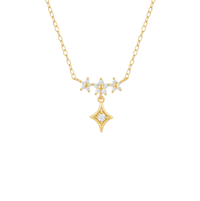 Triple Flowers Dangling North Star Necklace