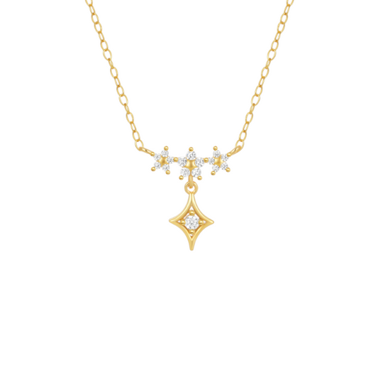 Triple Flowers Dangling North Star Necklace