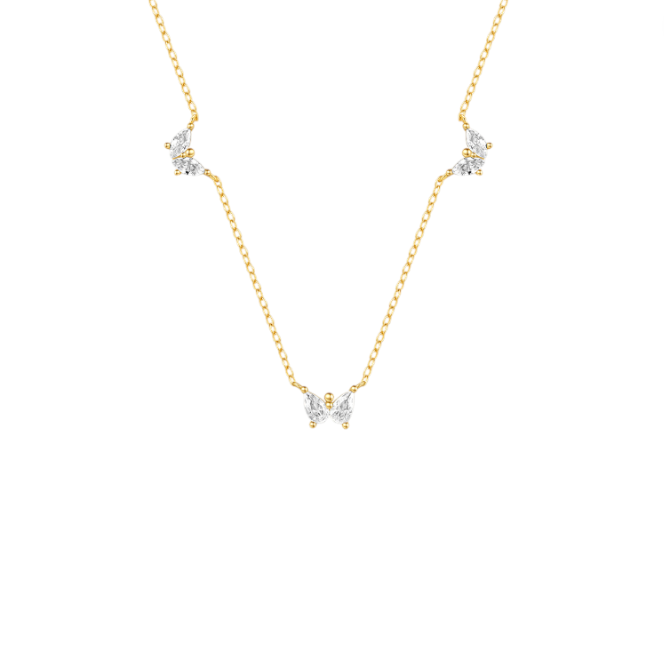 Triple Crystal Bows Necklace