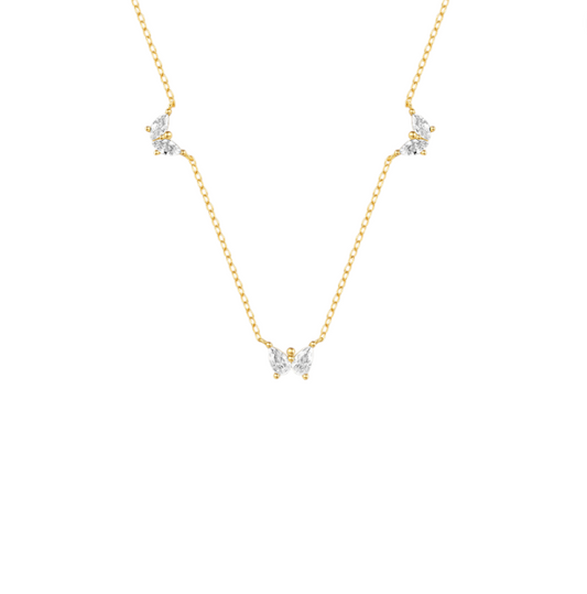 Triple Crystal Bows Necklace