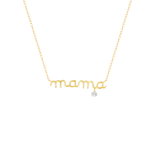 'Mama' with Crystal Charm Necklace