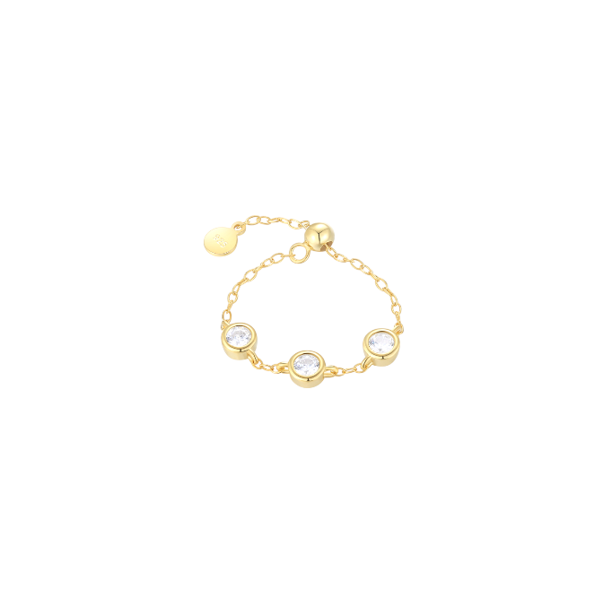 Triple Circle Crystals Chain Ring