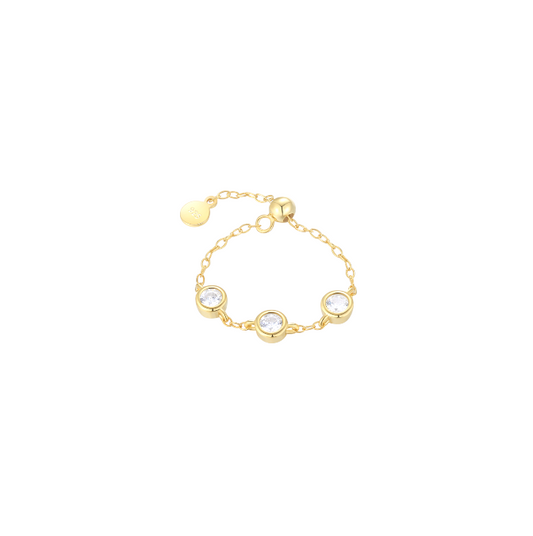 Triple Circle Crystals Chain Ring
