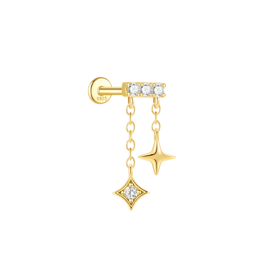 Pavé Bar with Dangling North Stars Stud