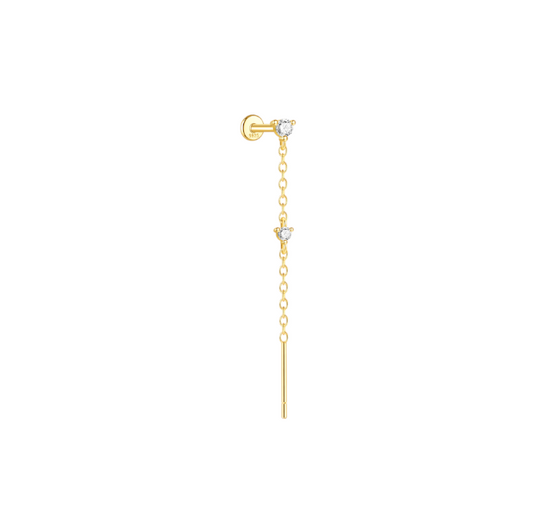 Circle Stone Tassel Chain Stud