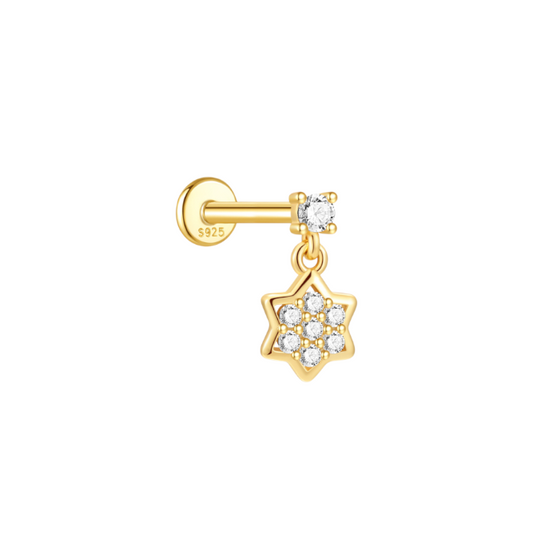 Circle Stone with Dangling Pavé Star Stud